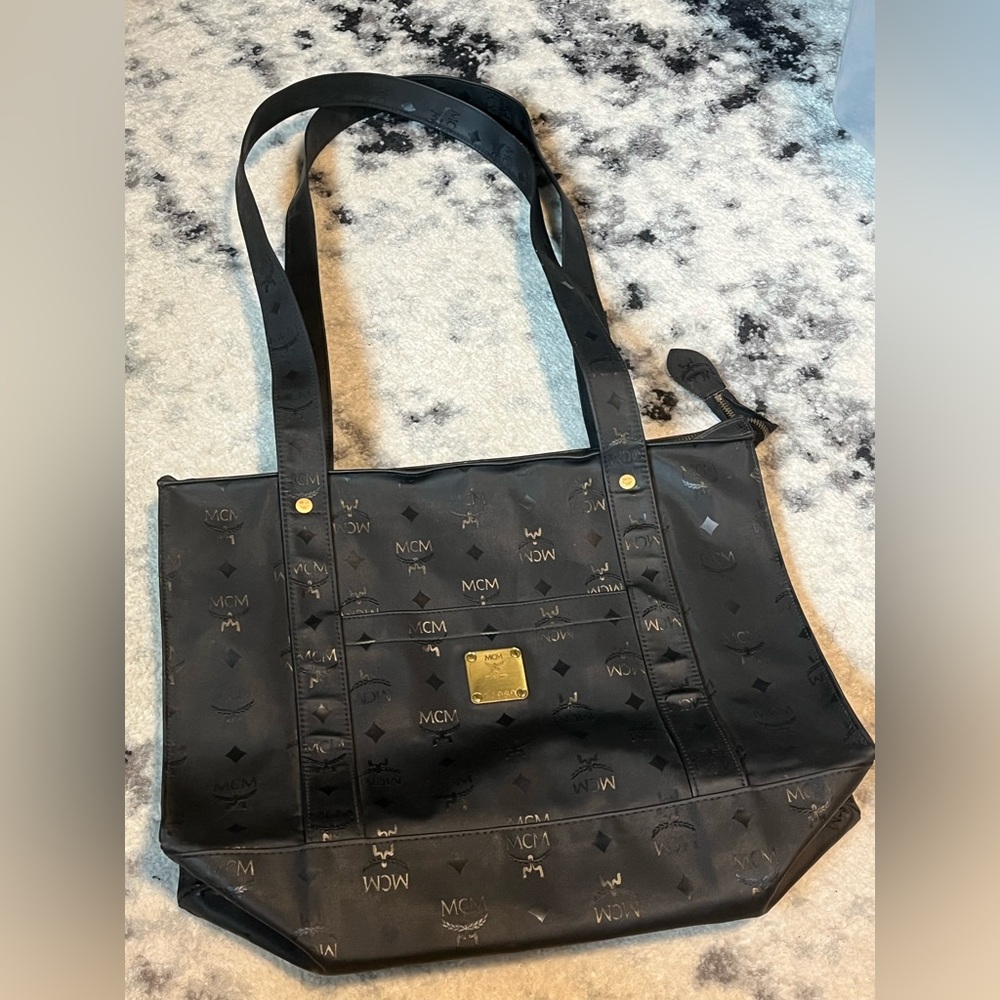 Vintage MCM Monogram Black Nylon Shopping Tote - Picture 5 of 11